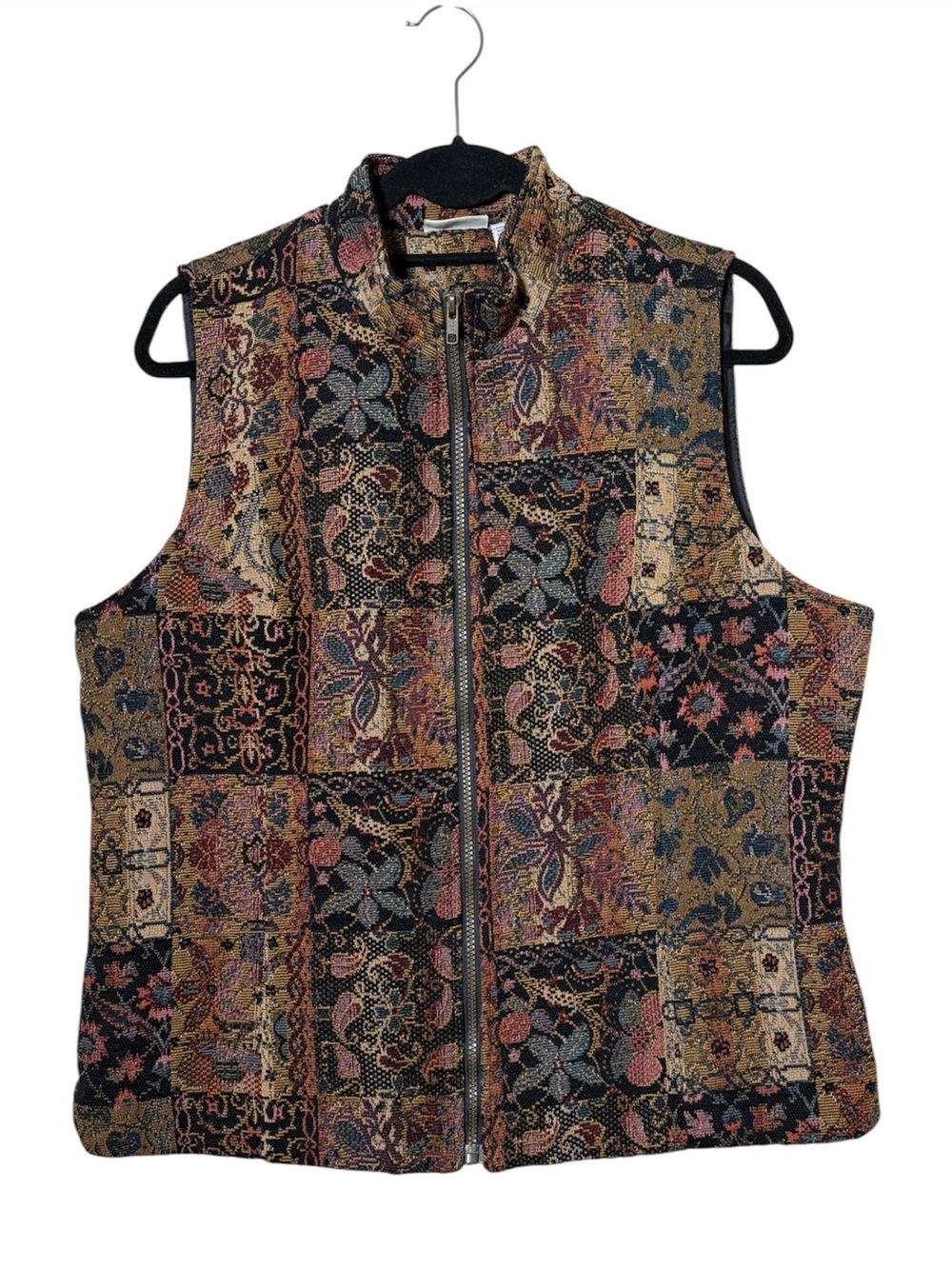 White Stag Vintage Whimsigoth Tapestry Patchwork Zip Up Vest Large 12/14